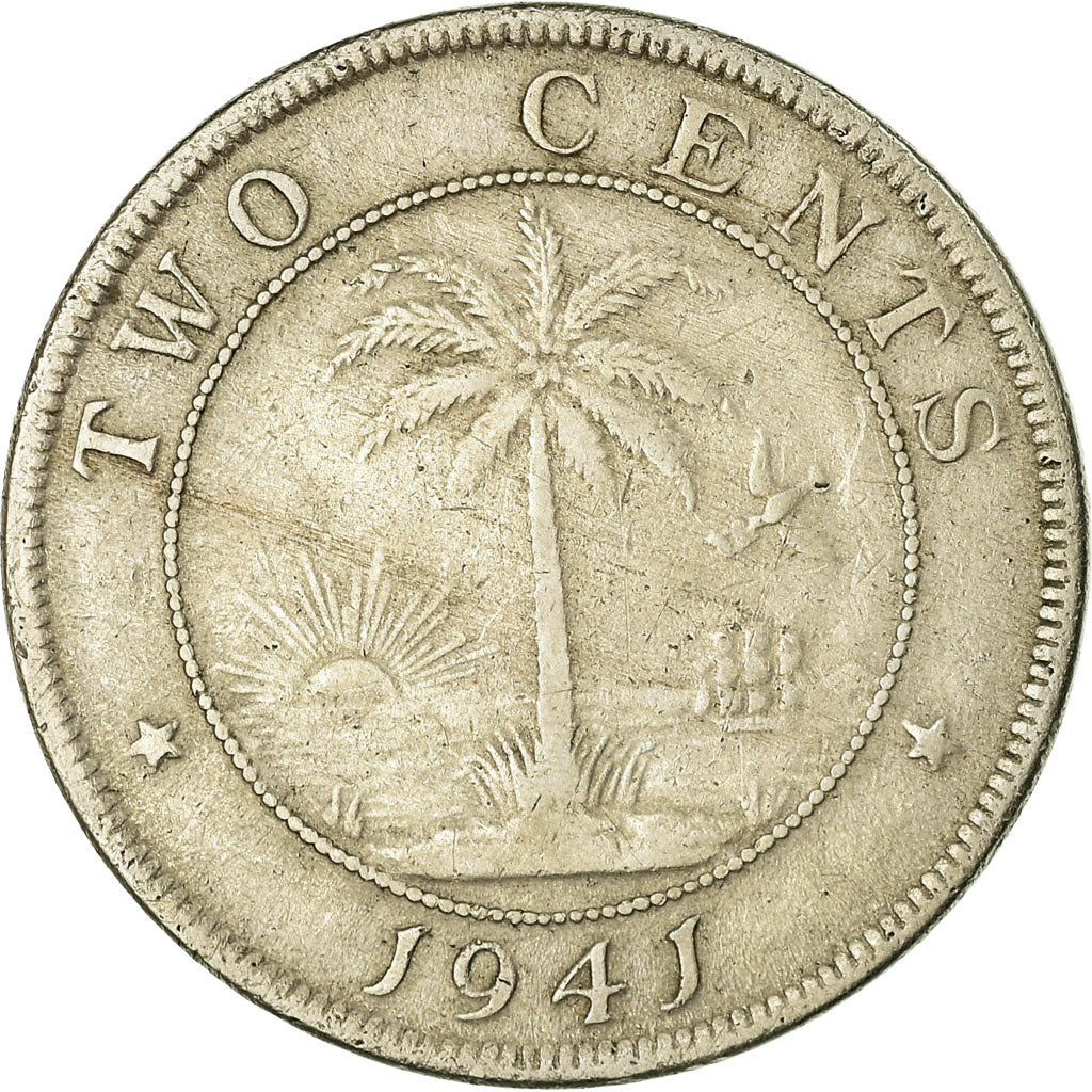 Coin, Liberia, 2 Cents, 1941, VF(30-35), Copper-nickel, KM:12a