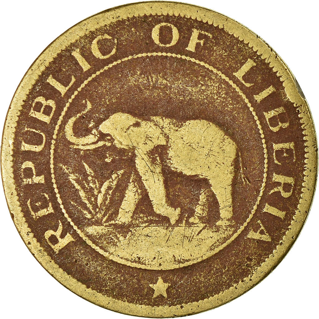 Coin, Liberia, 2 Cents, 1937, VF(20-25), Brass, KM:12