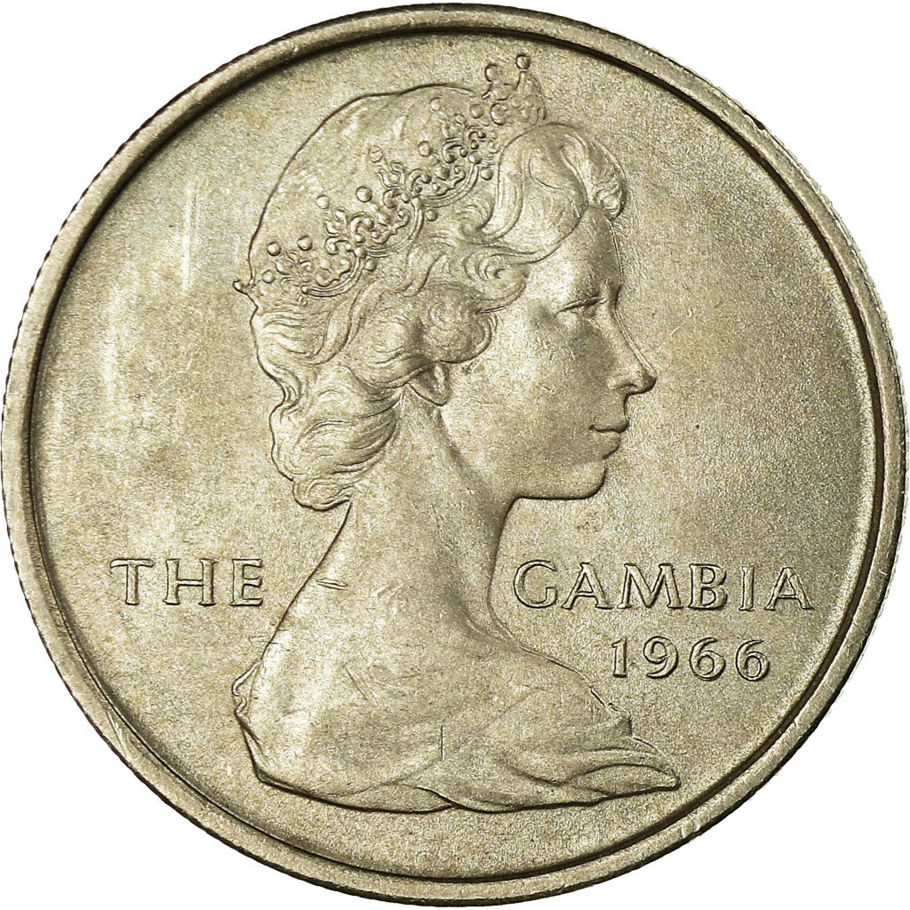 Coin, GAMBIA, THE, 6 Pence, 1966, AU(55-58), Copper-nickel, KM:3