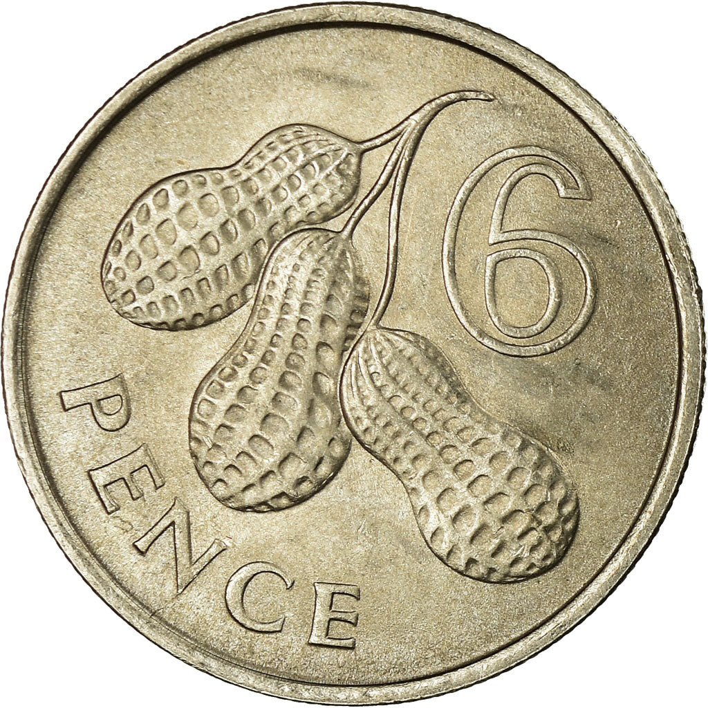 Coin, GAMBIA, THE, 6 Pence, 1966, AU(55-58), Copper-nickel, KM:3