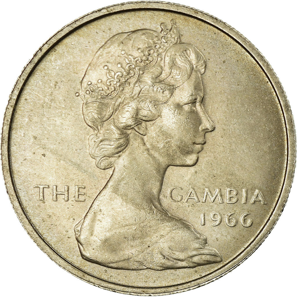 Coin, GAMBIA, THE, Shilling, 1966, EF(40-45), Copper-nickel, KM:4