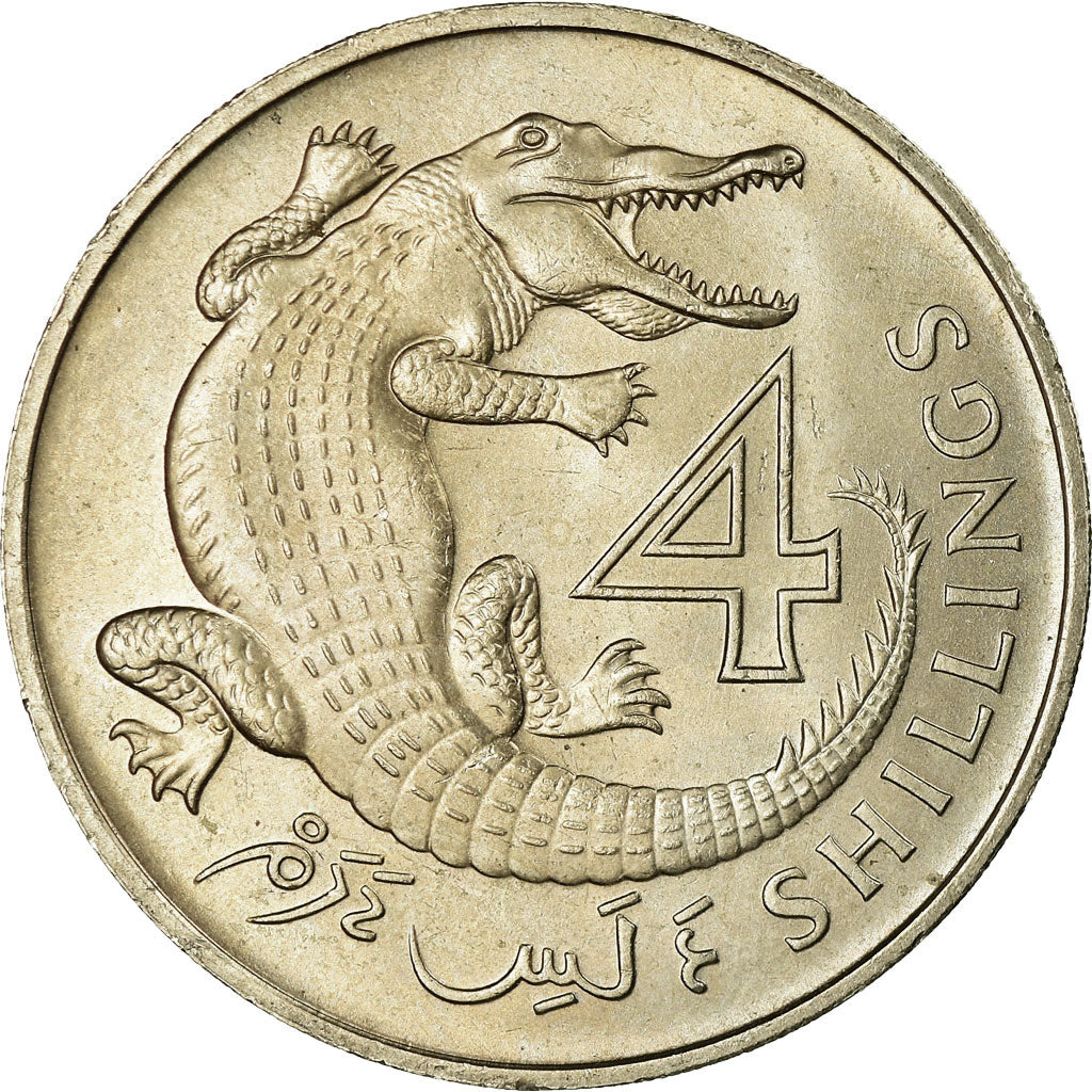 Coin, GAMBIA, THE, 4 Shillings, 1966, AU(55-58), Copper-nickel, KM:6