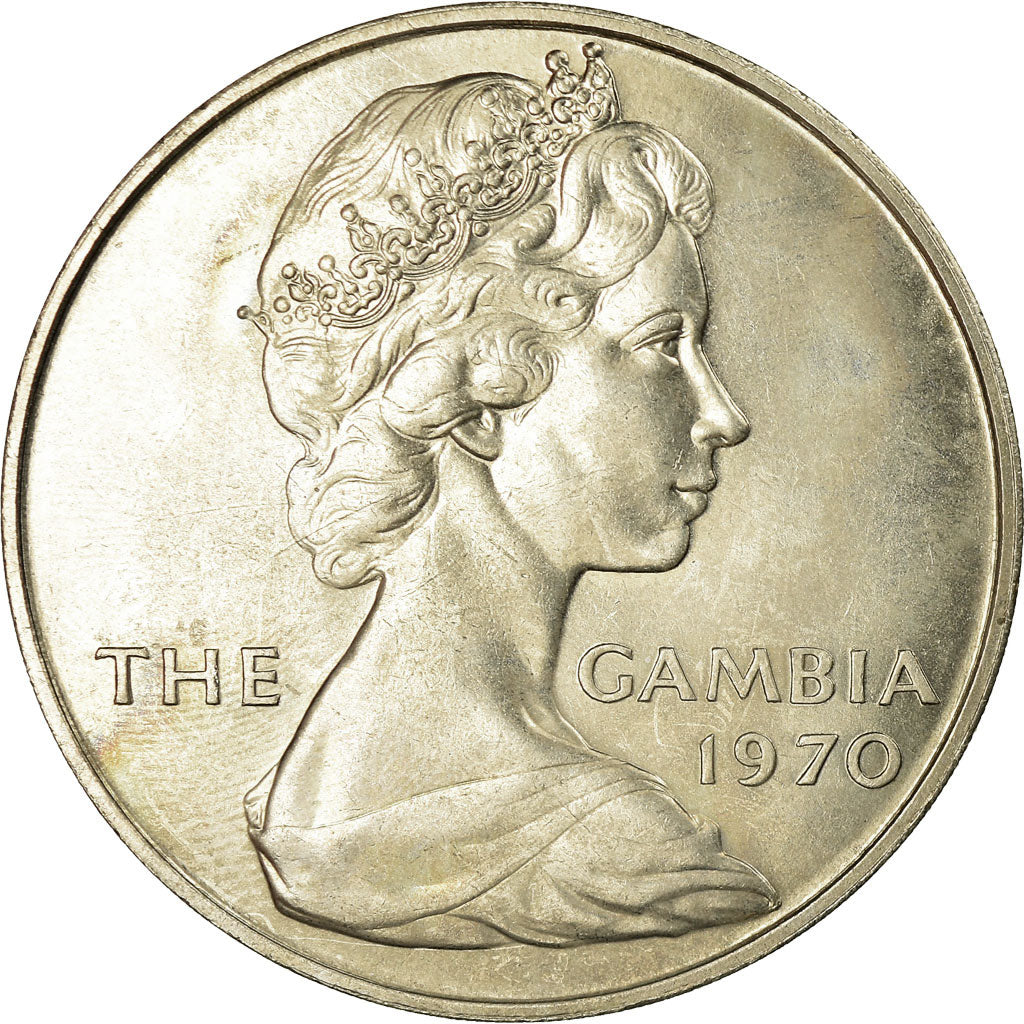 Coin, GAMBIA, THE, 8 Shillings, 1970, AU(55-58), Copper-nickel, KM:7