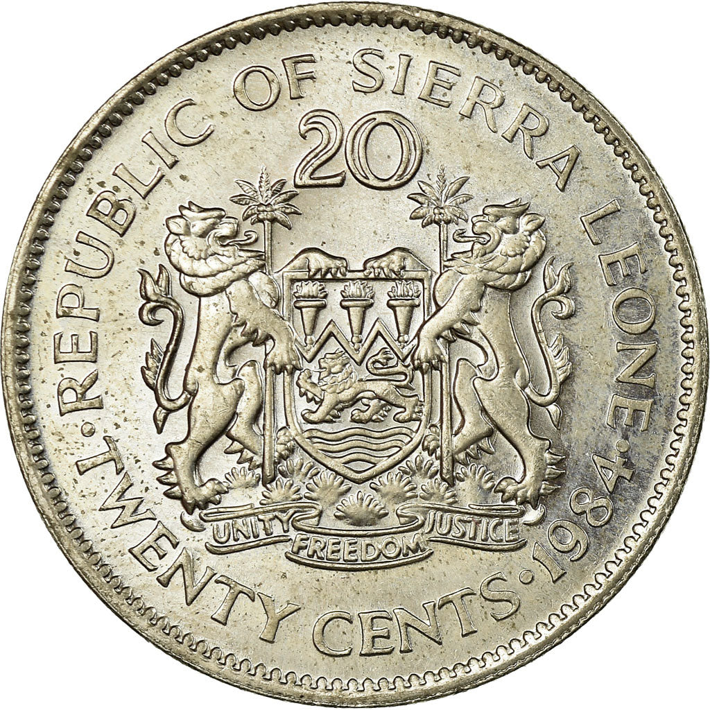 Moneta, Sierra Leone, 20 Cents, 1984, SPL-, Rame-nichel, KM:30