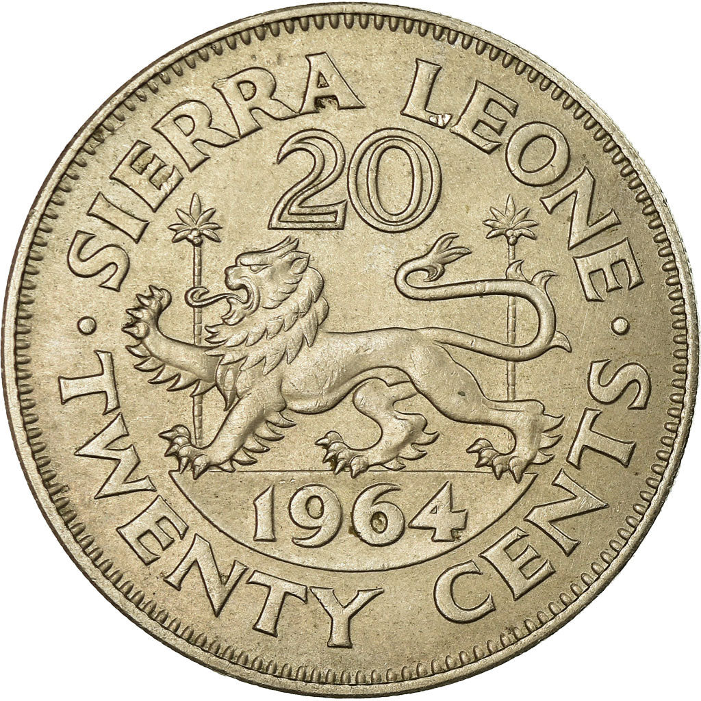 Coin, Sierra Leone, 20 Cents, 1964, British Royal Mint, AU(55-58)