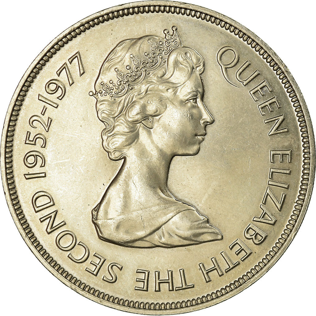 Coin, Tristan Da Cunha, Elizabeth II, 25 Pence, 1977, AU(55-58), Copper-nickel
