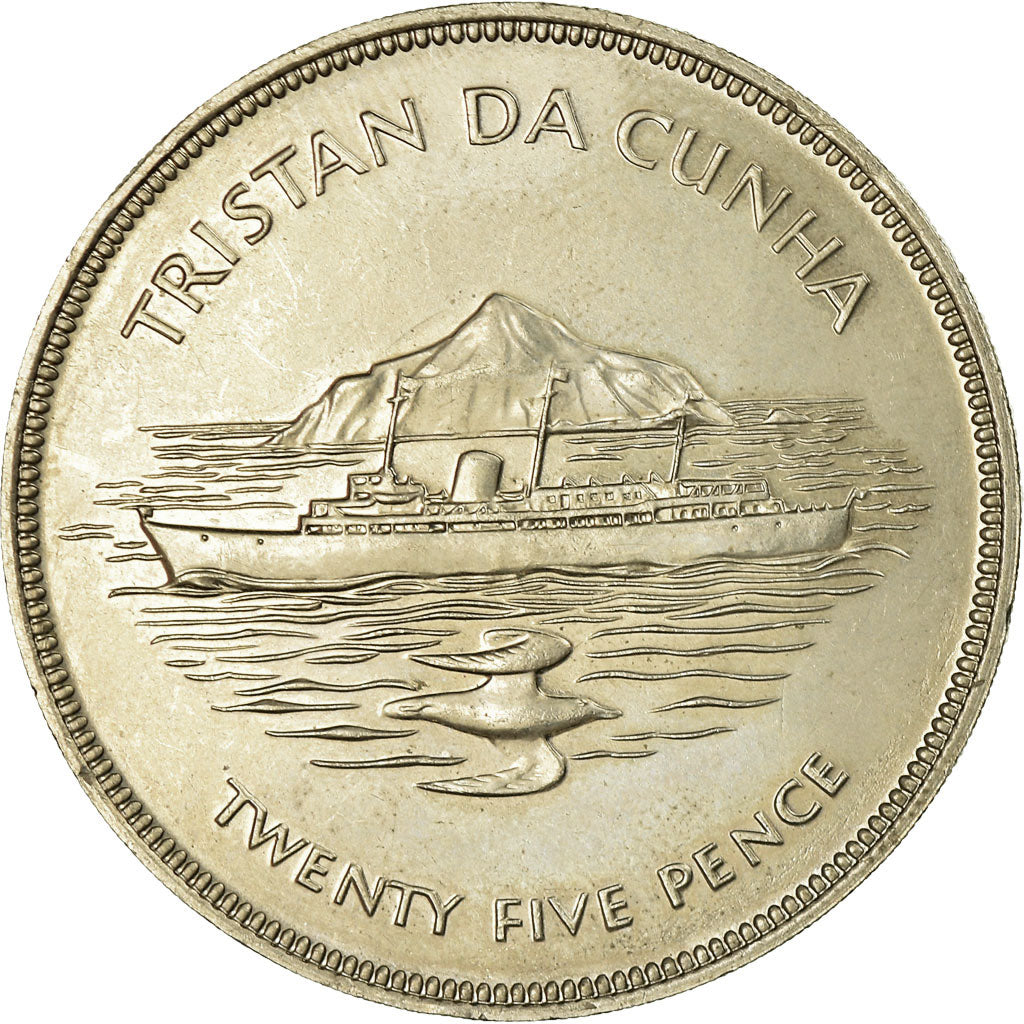 Coin, Tristan Da Cunha, Elizabeth II, 25 Pence, 1977, AU(55-58), Copper-nickel