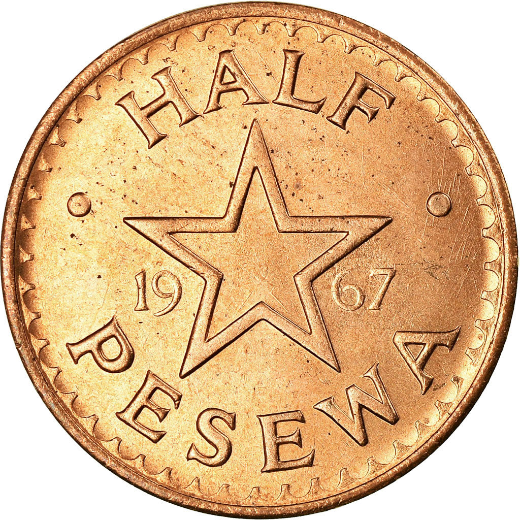 Coin, Ghana, 1/2 Pesewa, 1967, AU(55-58), Bronze, KM:12