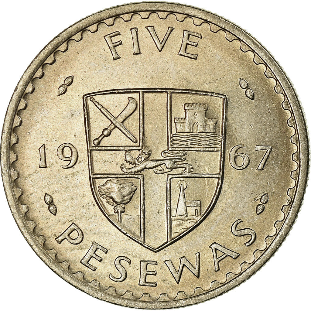 Moneda, Ghana, 5 Pesewas, 1967, EBC, Cobre - níquel, KM:15