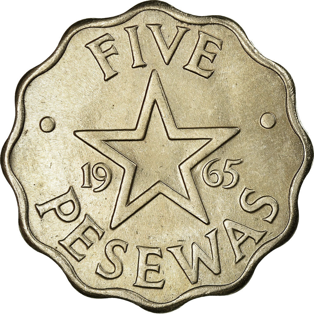 Coin, Ghana, 5 Pesewas, 1965, AU(55-58), Copper-nickel, KM:8