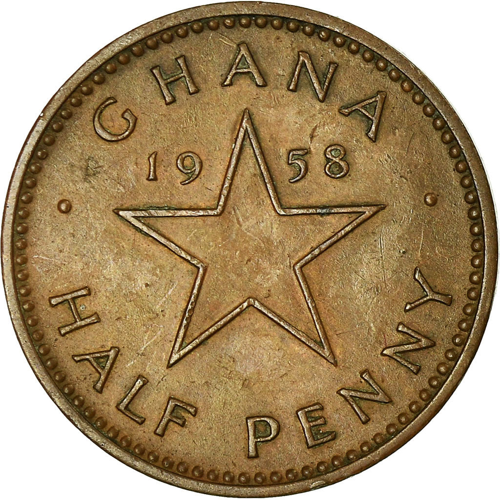Münze, Ghana, 1/2 Penny, 1958, SS, Bronze, KM:1