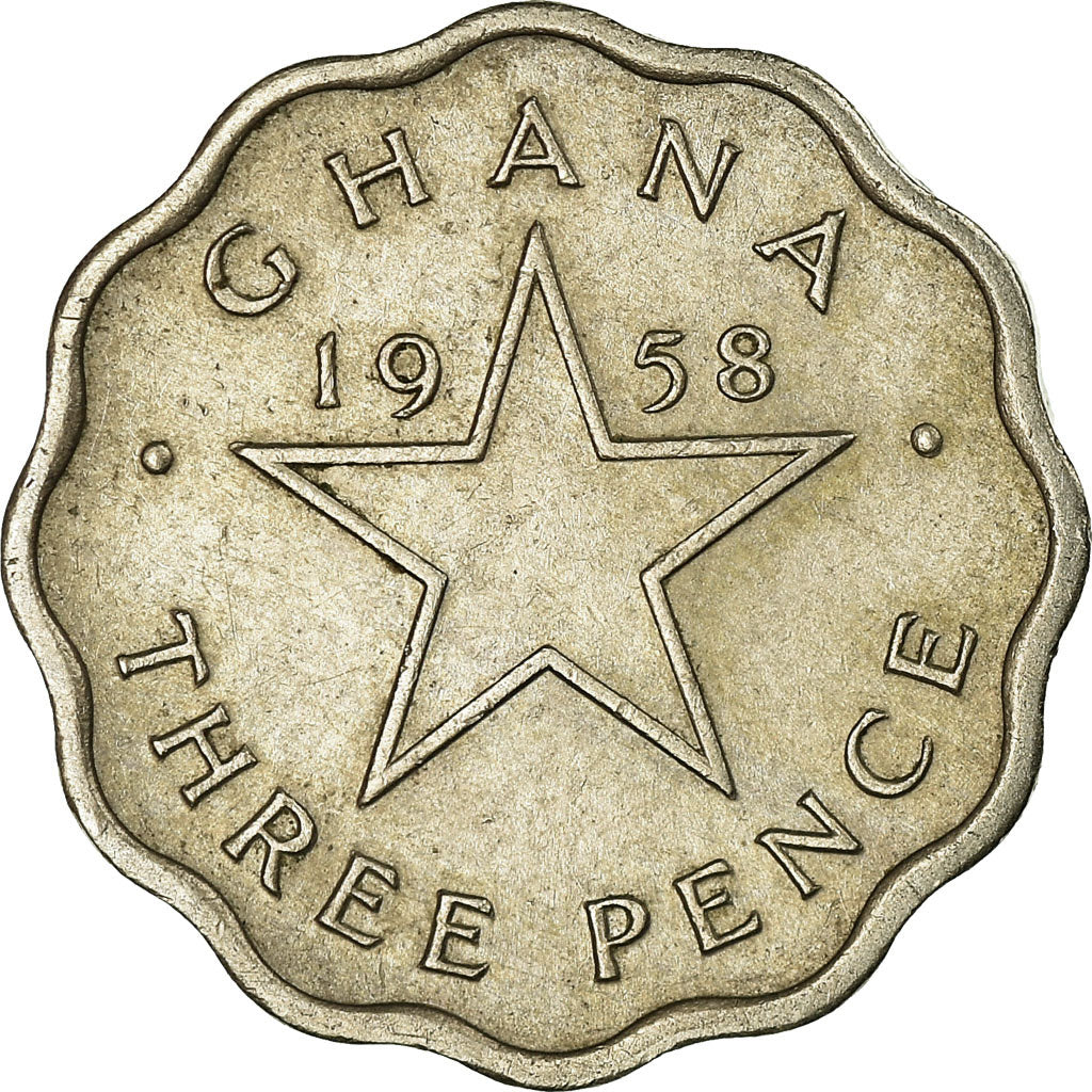 Coin, Ghana, 3 Pence, 1958, EF(40-45), Copper-nickel, KM:3