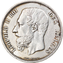 Coin, Belgium, Leopold II, 5 Francs, 5 Frank, 1866, EF(40-45), Silver, KM:24