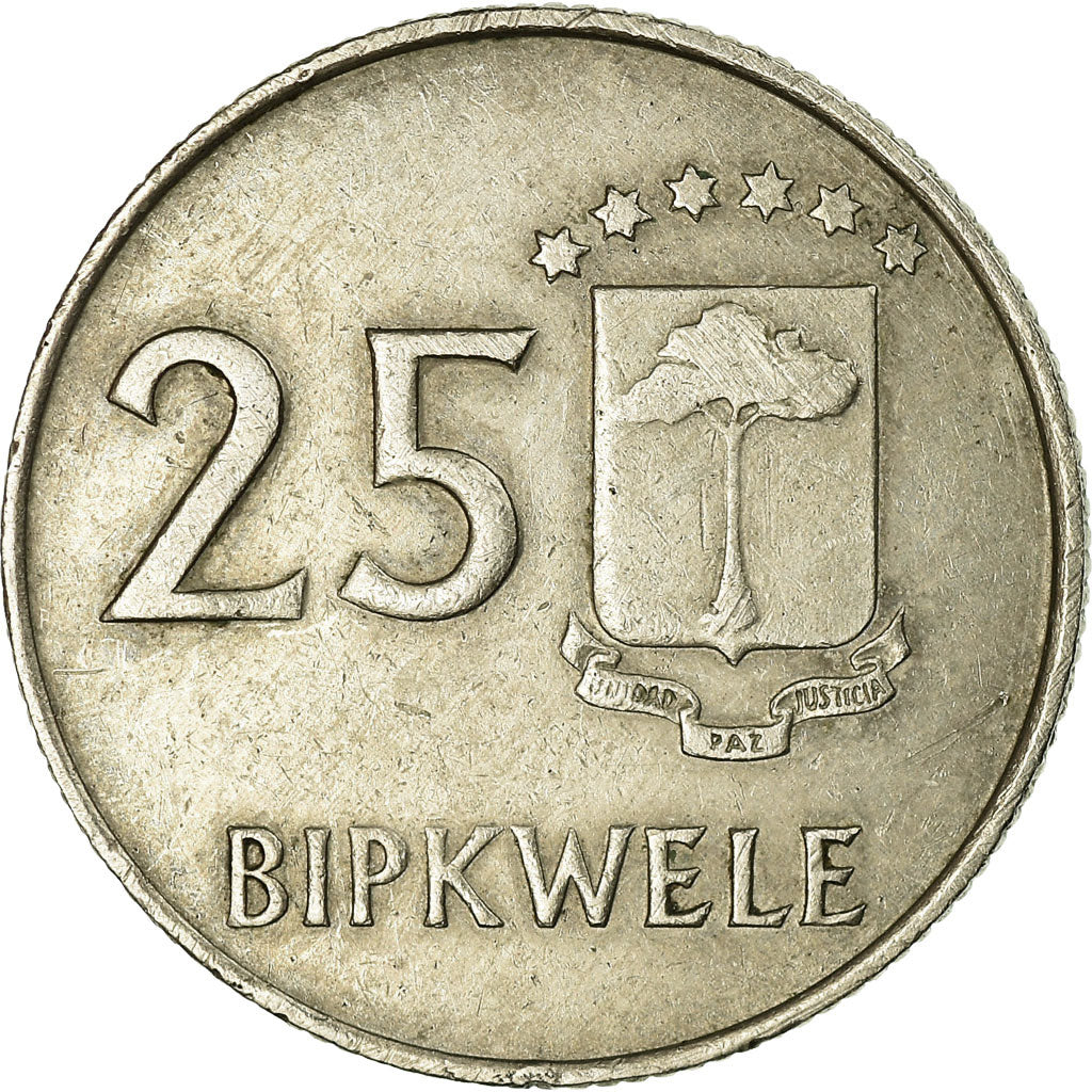 Coin, Equatorial Guinea, 25 Bipkwele, 1980, EF(40-45), Copper-nickel, KM:52
