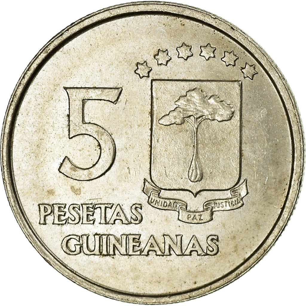 Coin, Equatorial Guinea, 5 Pesetas, 1969, EF(40-45), Copper-nickel, KM:2