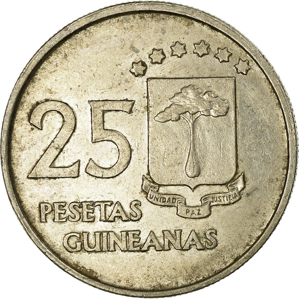 Moneda, Guinea Ecuatorial, 25 Pesetas, 1969, MBC, Cobre - níquel, KM:3