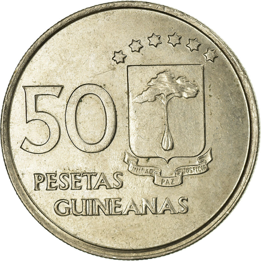 Moneda, Guinea Ecuatorial, 50 Pesetas, 1969, MBC, Cobre - níquel, KM:4