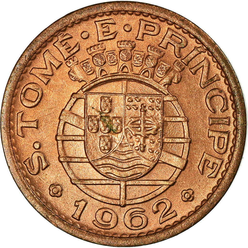 Coin, SAINT THOMAS & PRINCE ISLAND, 20 Centavos, 1962, AU(55-58), Bronze