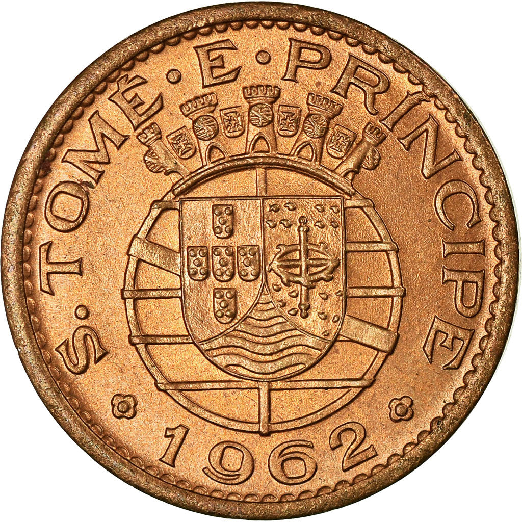 Coin, SAINT THOMAS & PRINCE ISLAND, 50 Centavos, 1962, EF(40-45), Bronze