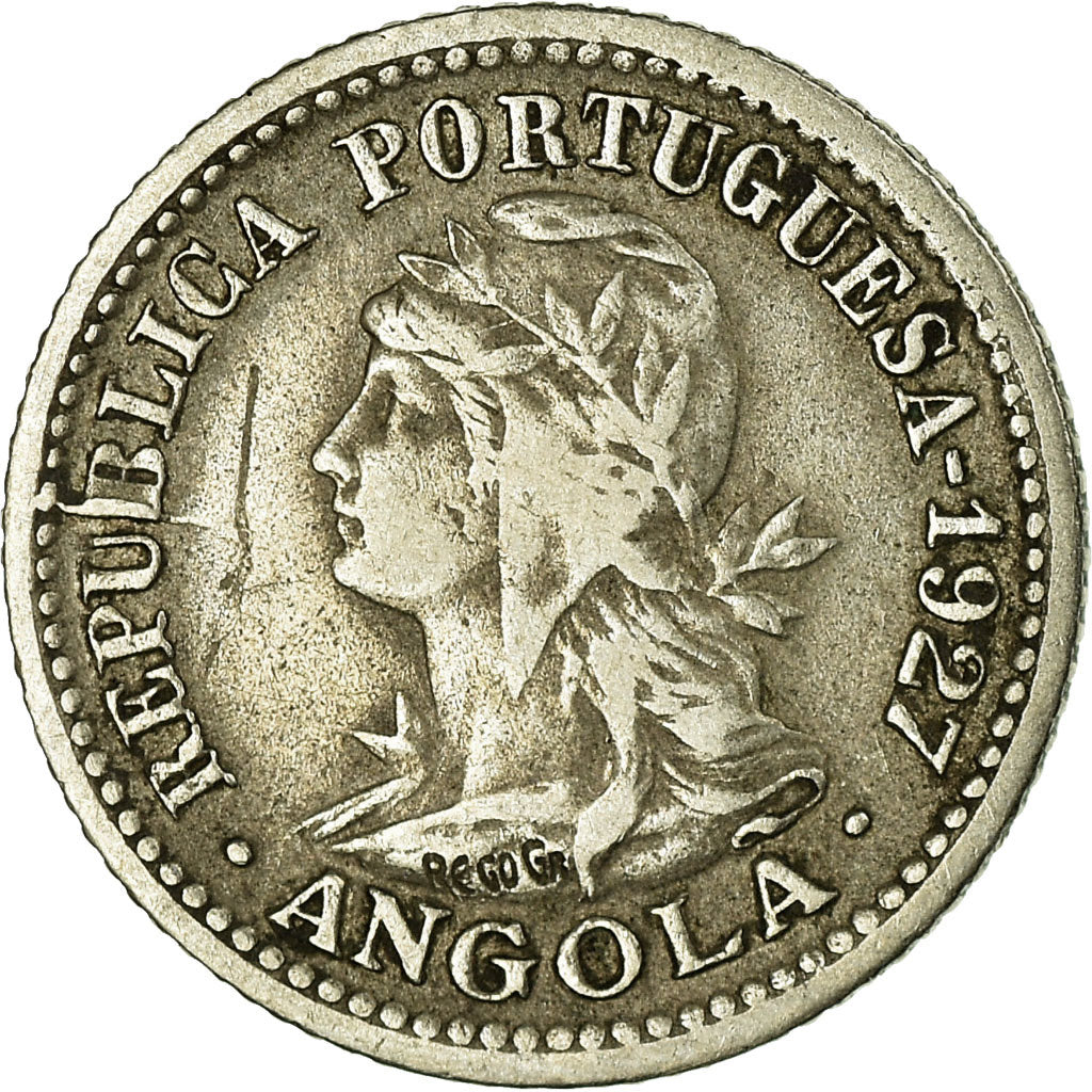 Coin, Angola, 5 Centavos, 1 Macuta, 1927, VF(30-35), Nickel-Bronze, KM:66