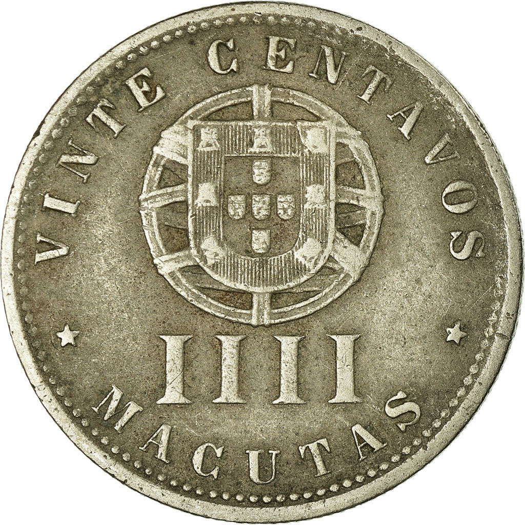 Coin, Angola, 20 Centavos, 4 Macutas, 1927, VF(30-35), Copper-nickel, KM:68