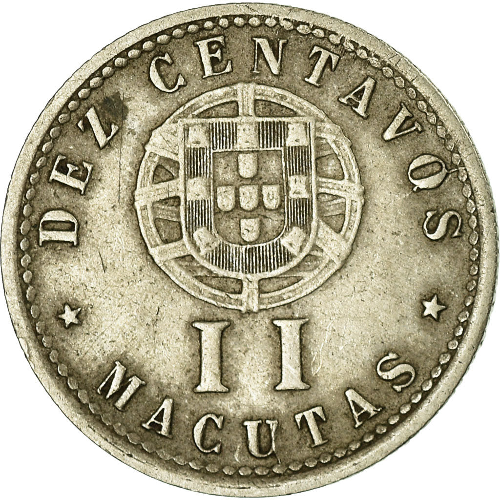Coin, Angola, 10 Centavos, 2 Macutas, 1928, VF(30-35), Copper-nickel, KM:67
