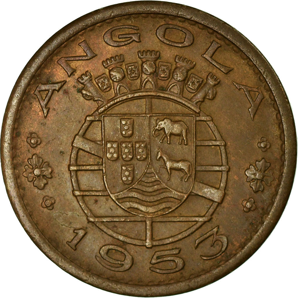 Moneda, Angola, 50 Centavos, 1953, MBC, Bronce, KM:75