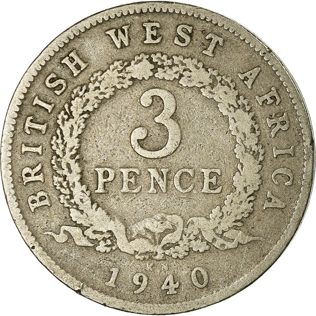 Coin, BRITISH WEST AFRICA, George VI, 3 Pence, 1940, VF(30-35), Copper-nickel