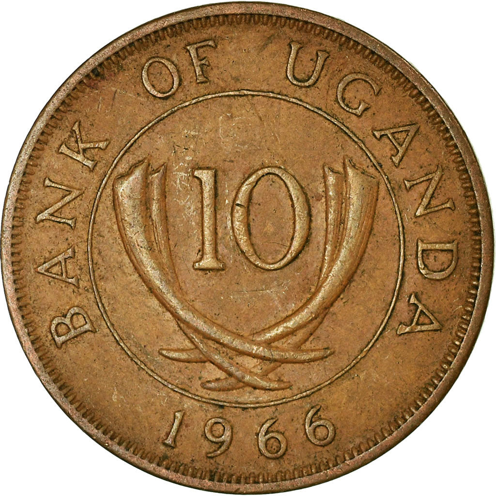Moneta, Uganda, 10 Cents, 1966, EF(40-45), Bronze, KM:2