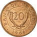 Moneta, Uganda, 20 Cents, 1966, BB, Bronzo, KM:3