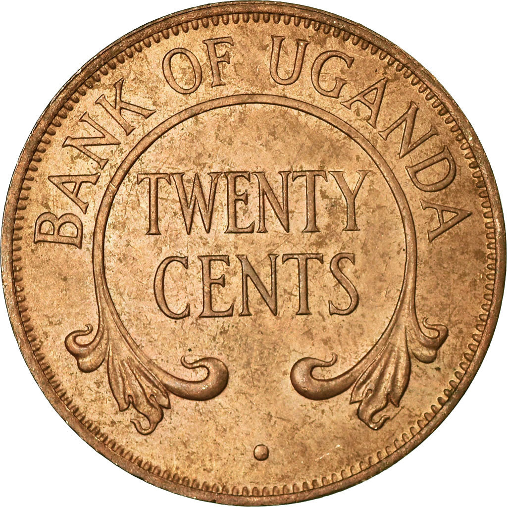 Moneta, Uganda, 20 Cents, 1966, BB, Bronzo, KM:3