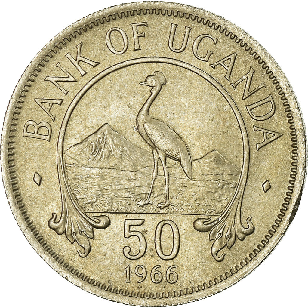 Coin, Uganda, 50 Cents, 1966, AU(55-58), Copper-nickel, KM:4