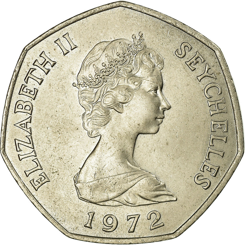 Coin, Seychelles, 5 Rupees, 1972, British Royal Mint, AU(55-58), Copper-nickel