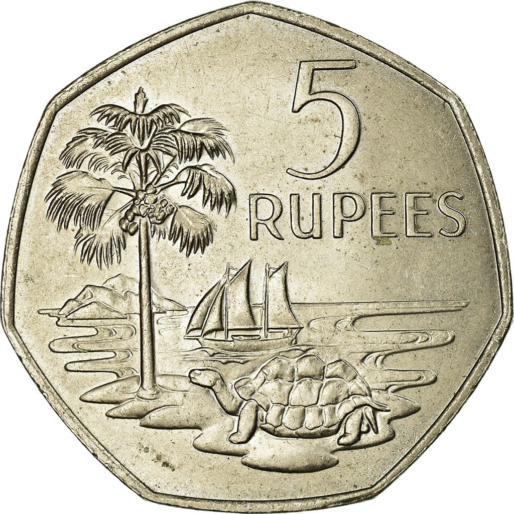 Coin, Seychelles, 5 Rupees, 1972, British Royal Mint, AU(55-58), Copper-nickel