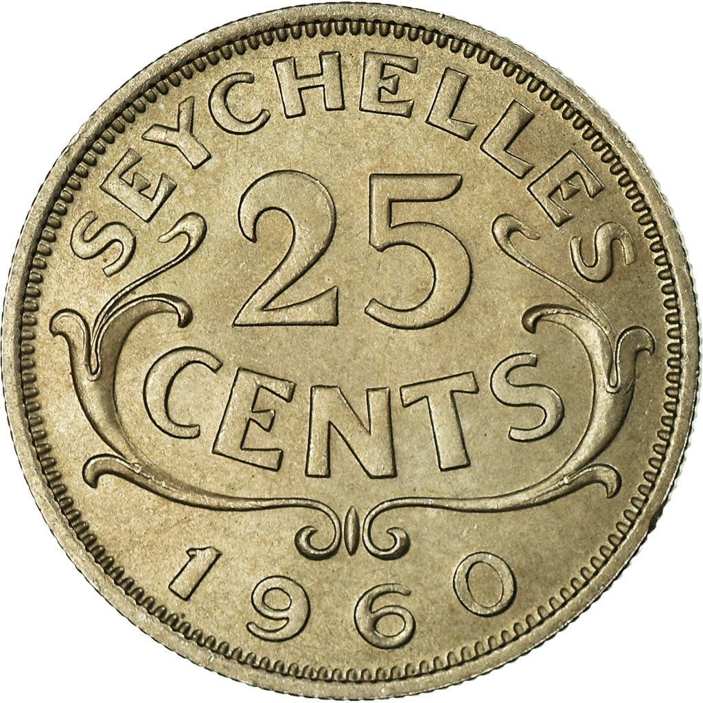 Coin, Seychelles, 25 Cents, 1960, AU(55-58), Copper-nickel, KM:11