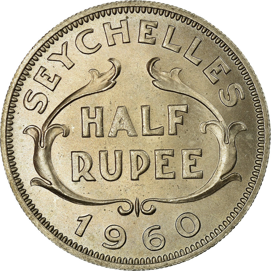Coin, Seychelles, 1/2 Rupee, 1960, AU(55-58), Copper-nickel, KM:12