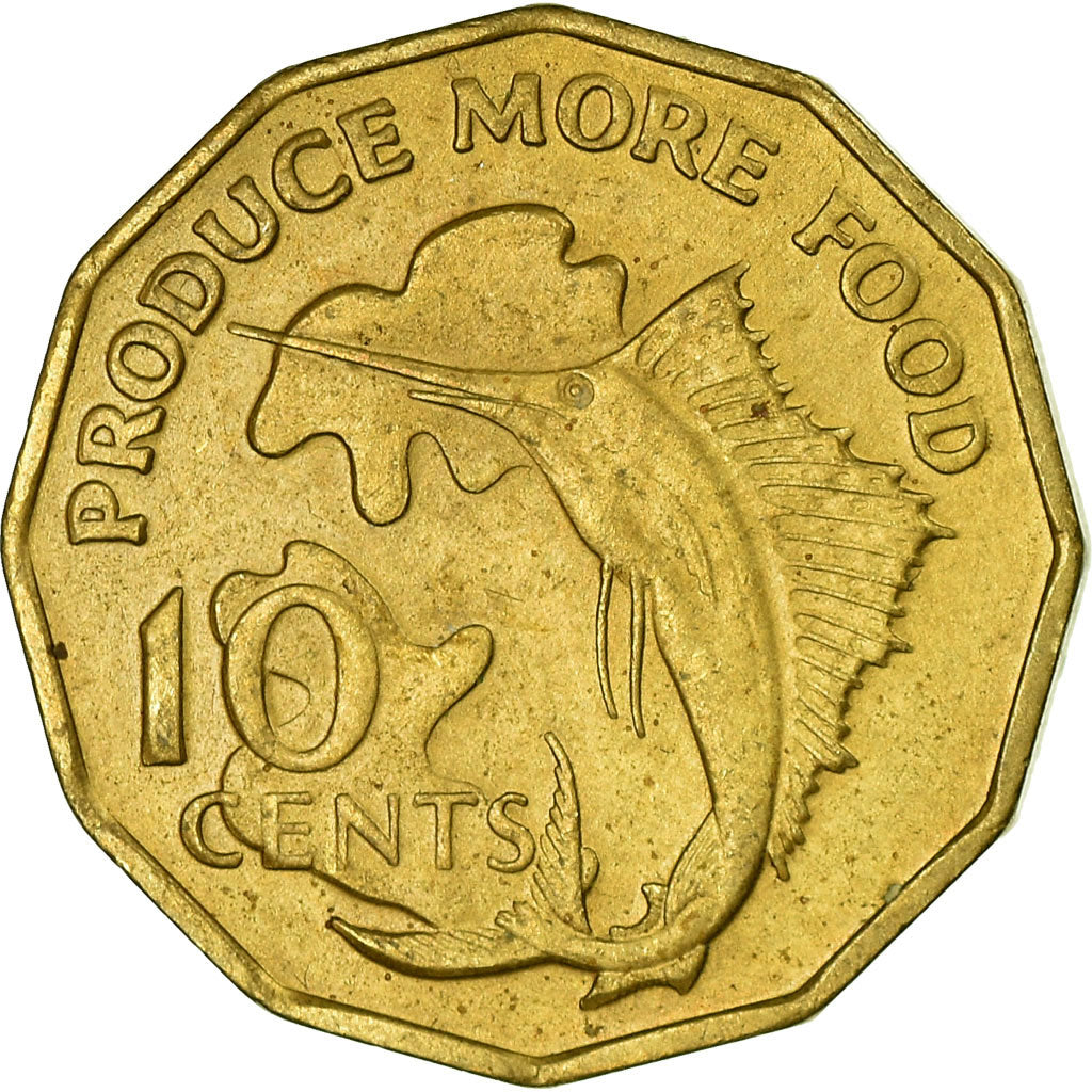 Coin, Seychelles, 10 Cents, 1977, British Royal Mint, EF(40-45), Nickel-brass