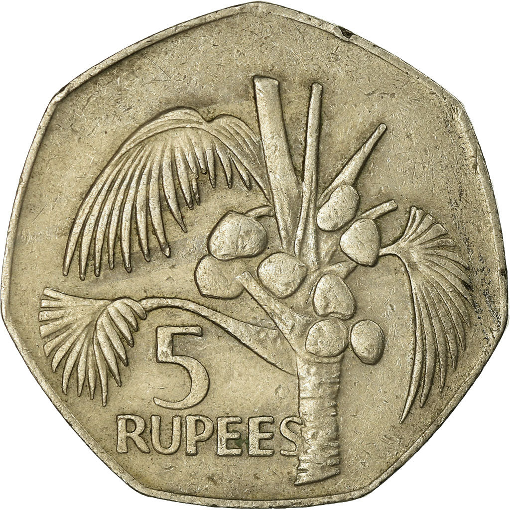 Coin, Seychelles, 5 Rupees, 1977, British Royal Mint, EF(40-45), Copper-nickel