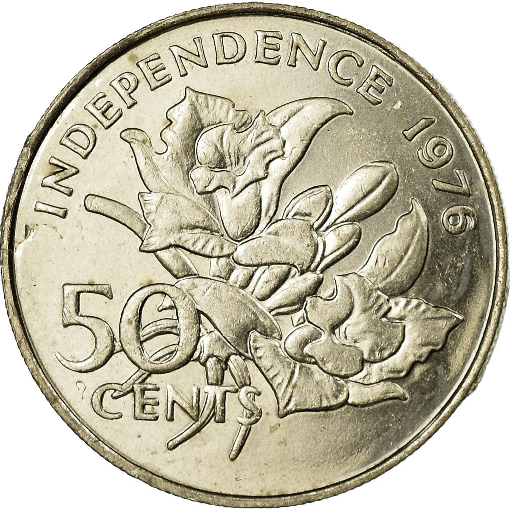 Coin, Seychelles, 50 Cents, 1976, British Royal Mint, AU(55-58), Copper-nickel