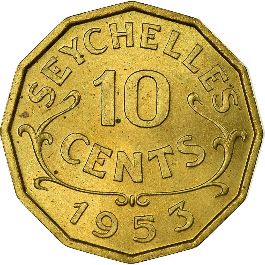 Coin, Seychelles, 10 Cents, 1953, EF(40-45), Nickel-brass, KM:10