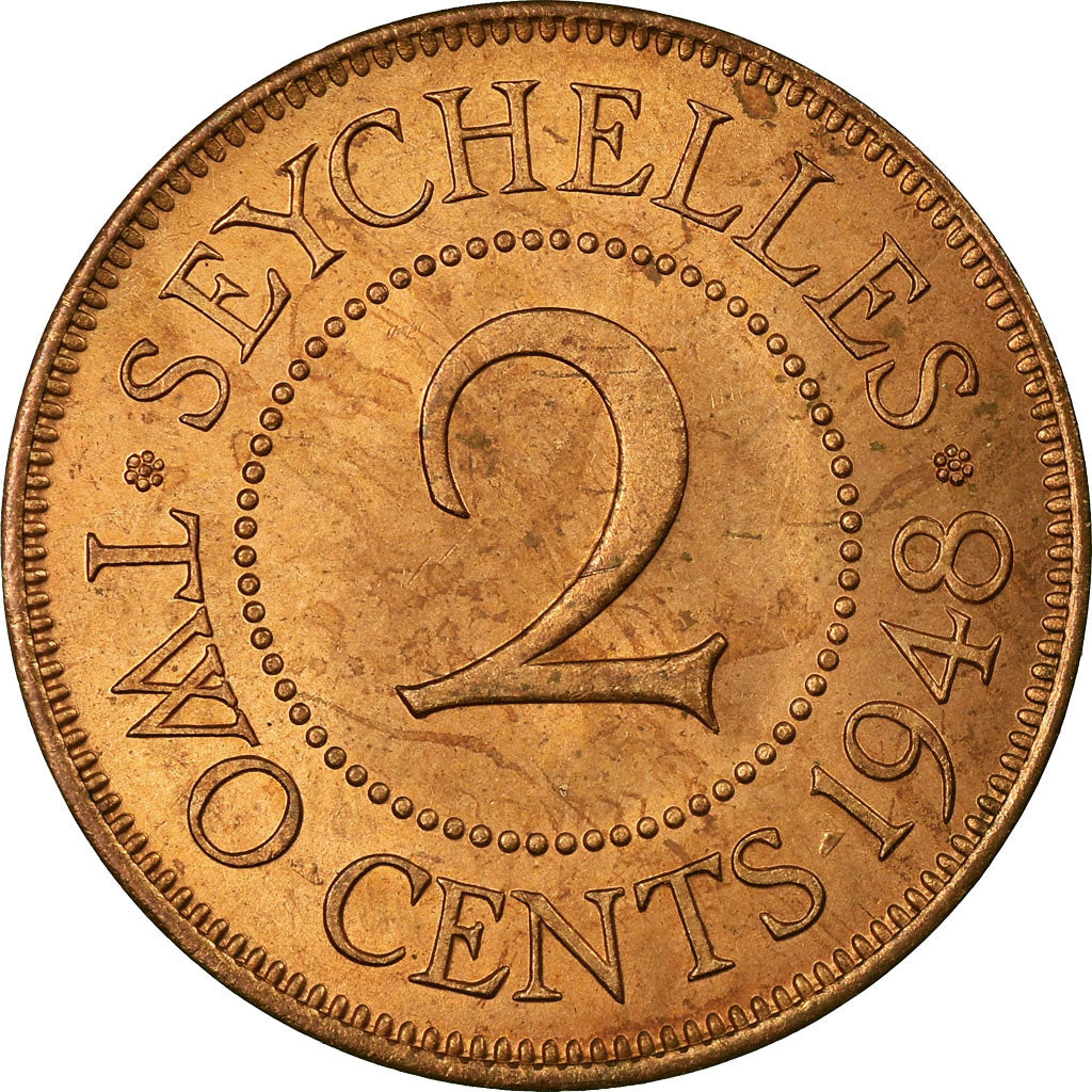 Coin, Seychelles, 2 Cents, 1948, EF(40-45), Bronze, KM:6
