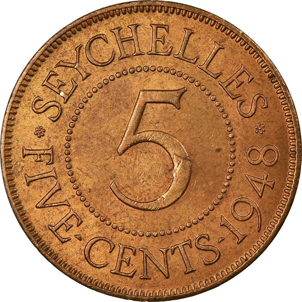 Coin, Seychelles, 5 Cents, 1948, EF(40-45), Bronze, KM:7