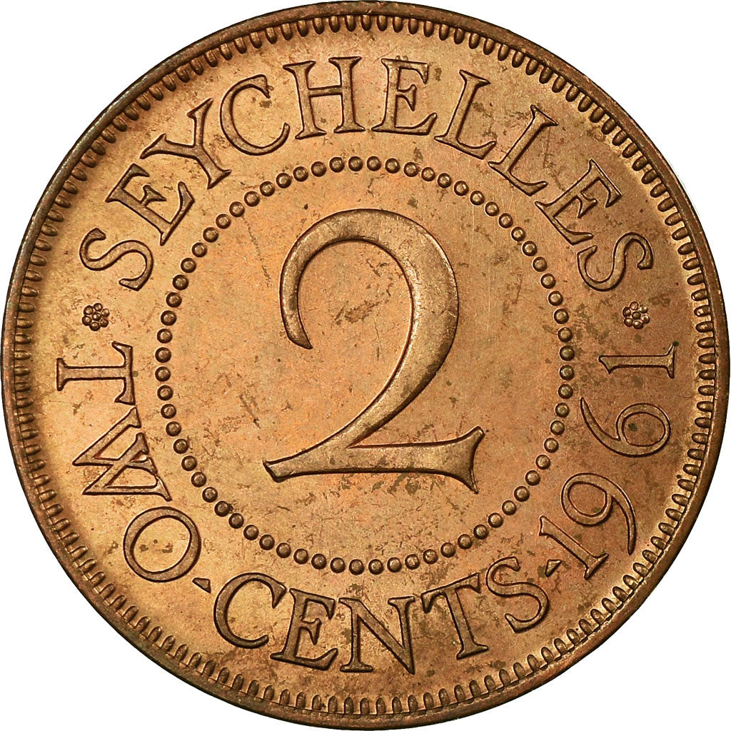 Coin, Seychelles, 2 Cents, 1961, EF(40-45), Bronze, KM:15