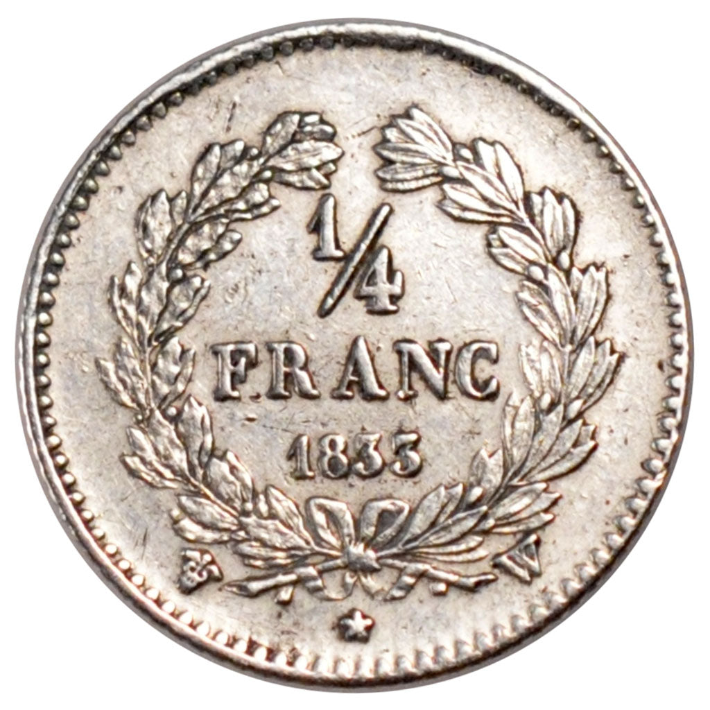 Coin, France, Louis-Philippe, 1/4 Franc, 1833, Lille, EF(40-45), Silver