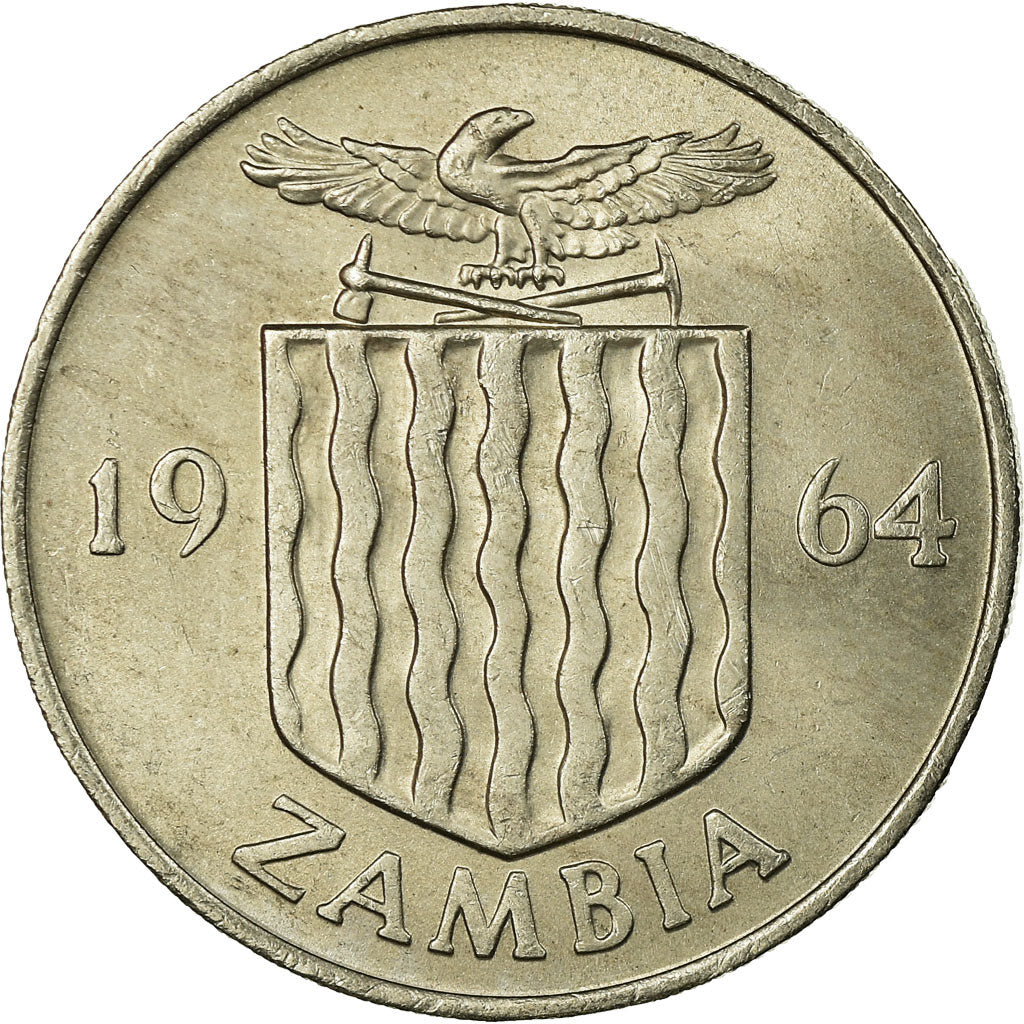 Coin, Zambia, 2 Shillings, 1964, British Royal Mint, EF(40-45), Copper-nickel