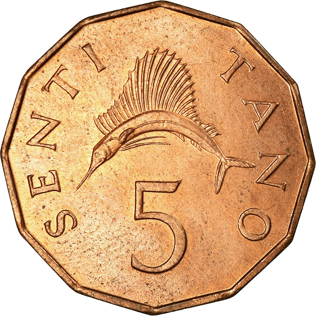 Coin, Tanzania, 5 Senti, 1974, AU(55-58), Bronze, KM:1