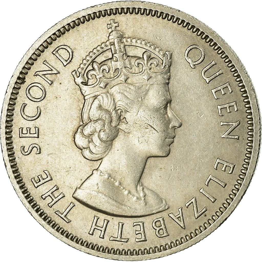 Moeda, Maurícia, Elizabeth II, 1/2 Rupee, 1971, EF(40-45), Cobre-níquel