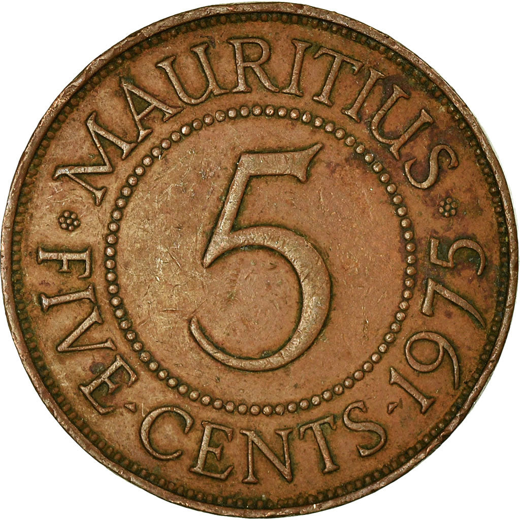 Moneta, Mauritius, Elizabeth II, 5 Cents, 1975, BB, Bronzo, KM:34