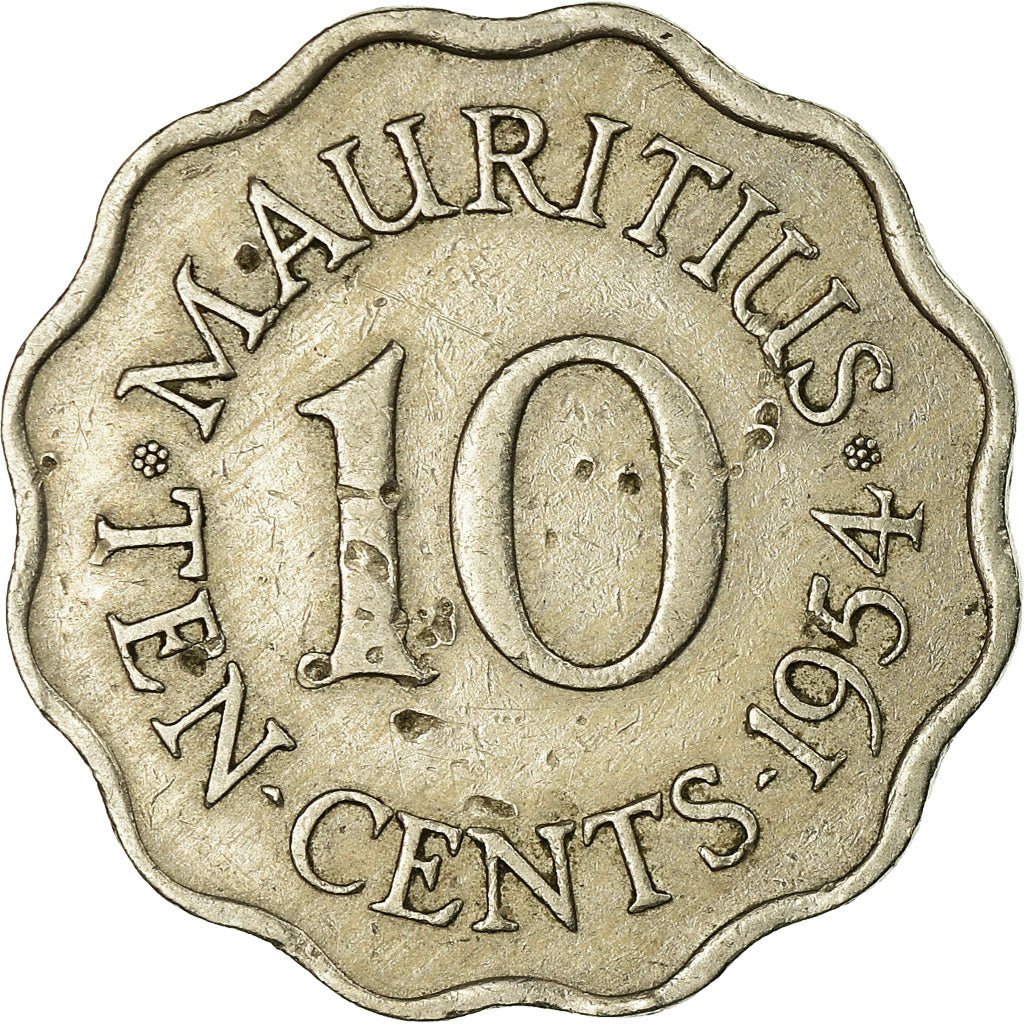 Monnaie, Mauritius, Elizabeth II, 10 Cents, 1954, TTB, Copper-nickel, KM:33