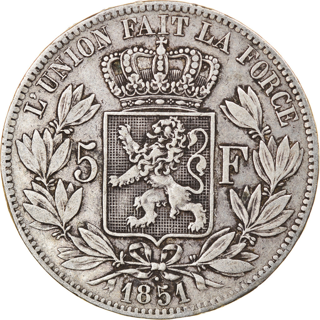 Coin, Belgium, Leopold I, 5 Francs, 5 Frank, 1851, EF(40-45), Silver, KM:17